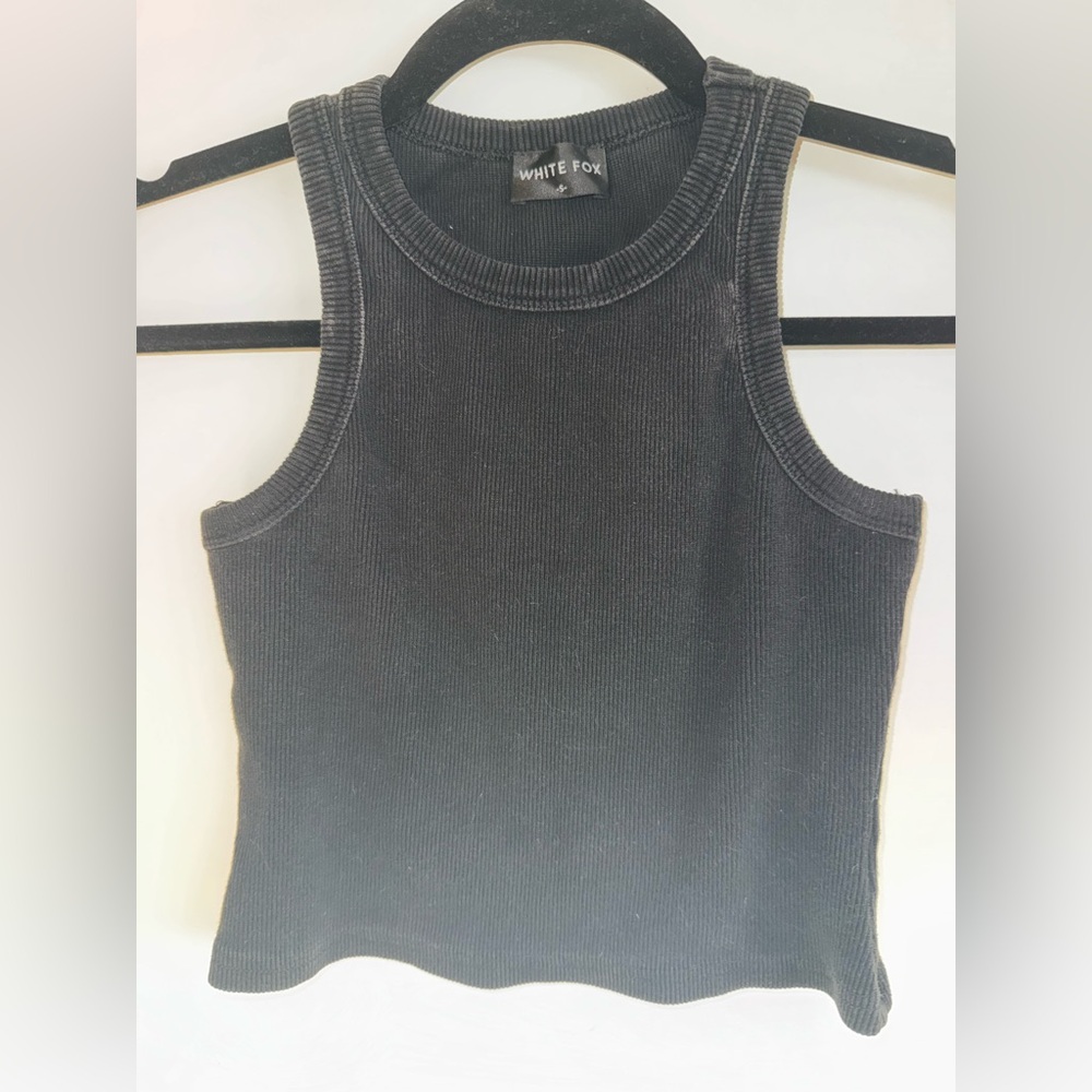 White Fox Boutique Dark Gray Ribbed Tank Top